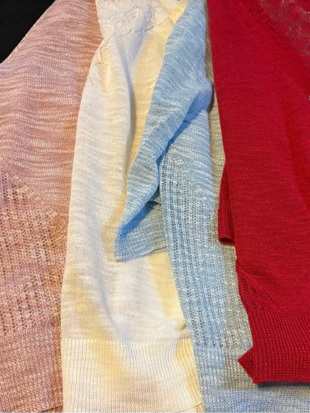SHEIN Multicolor Lightweight V-Neck Cardigan Set - Red, Blue, Pink, White - Picture 2 of 5